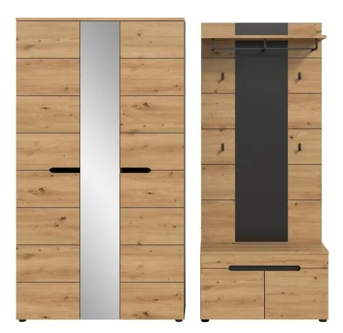 Garderoben-Set Canu 5 | Basalt grau / Artisan | 3-teilig