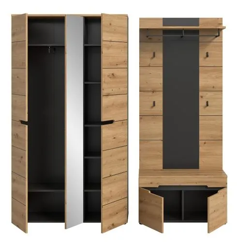 Garderoben-Set Canu 5 | Basalt grau / Artisan | 3-teilig