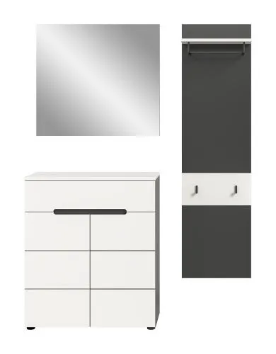 Garderoben-Set Canu 5 | Basalt grau / Weiß | 3-teilig