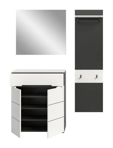 Garderoben-Set Canu 5 | Basalt grau / Weiß | 3-teilig