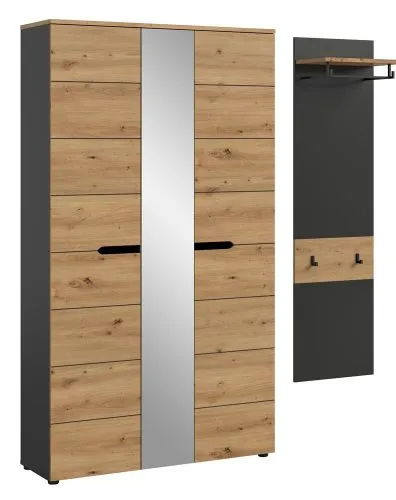 Garderoben-Set Canu | Basalt grau / Artisan Eiche | 2-teilig