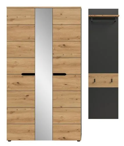 Garderoben-Set Canu | Basalt grau / Artisan Eiche | 2-teilig