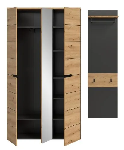 Garderoben-Set Canu | Basalt grau / Artisan Eiche | 2-teilig