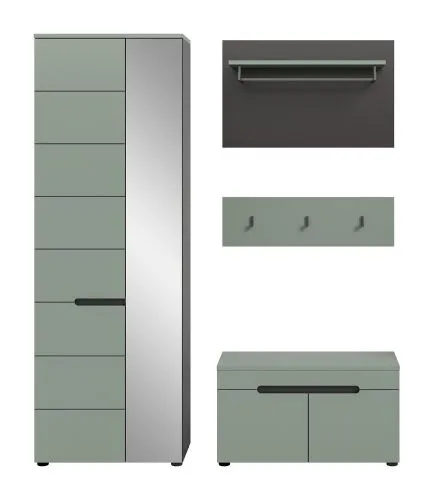 Garderoben-Set Canu | Basalt grau / Smoke Green | 3-teilig ohne