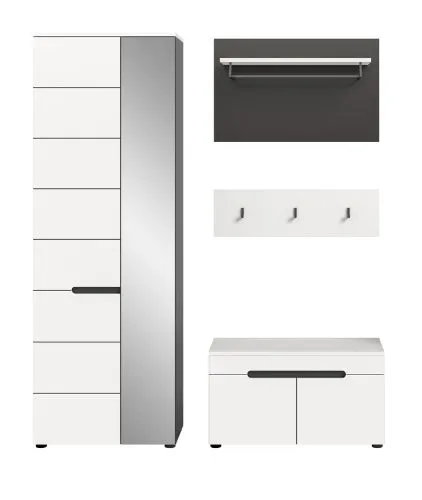 Garderoben-Set Canu | Basalt grau / Weiß | 3-teilig