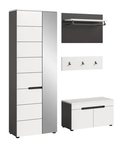 Garderoben-Set Canu | Basalt grau / Weiß | 3-teilig mit Sitzkissen