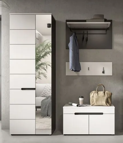 Garderoben-Set Canu | Basalt grau / Weiß | 3-teilig ohne