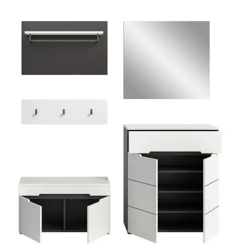 Garderoben-Set Canu | Basalt grau / Weiß | 4-teilig ohne