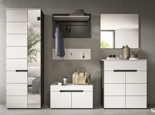 Garderoben-Set Canu | Basalt grau / Weiß | 5-teilig mit Kissen