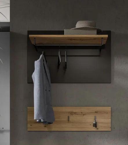 Garderoben-Set Canu | grau / Artisan Eiche | 4-teilig mit Sitzkissen