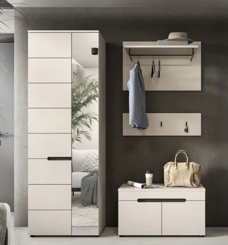 Garderoben-Set Canu | Kaschmir / Basalt grau | 3-teilig mit Sitzkissen