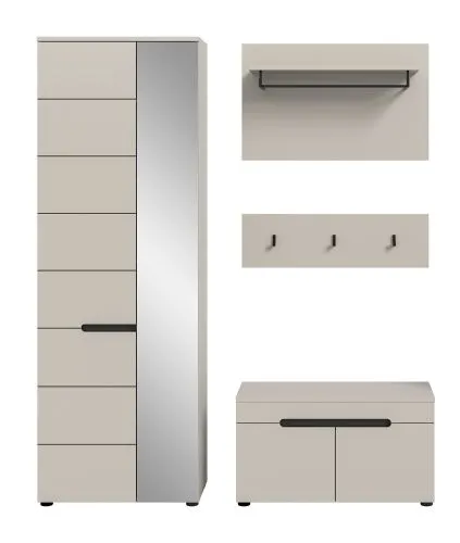 Garderoben-Set Canu | Kaschmir / Basalt grau | 3-teilig mit Sitzkissen