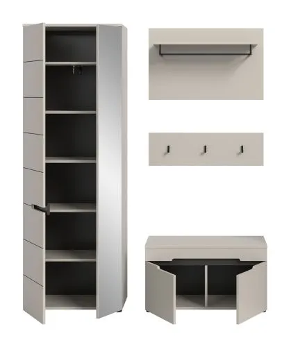 Garderoben-Set Canu | Kaschmir / Basalt grau | 3-teilig mit Sitzkissen