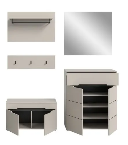 Garderoben-Set Canu | Kaschmir / Basalt grau | 4-teilig
