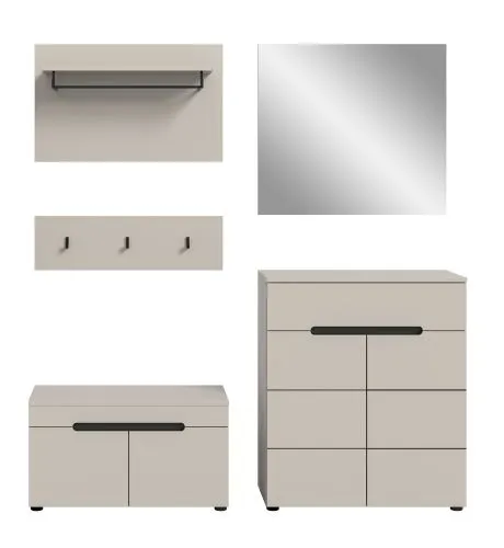 Garderoben-Set Canu | Kaschmir / Basalt grau | 4-teilig ohne Sitzkissen