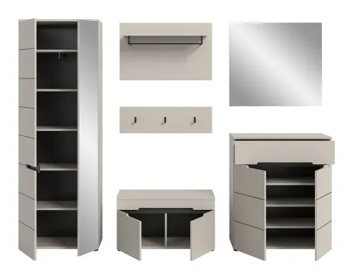 Garderoben-Set Canu | Kaschmir / Basalt grau | 5-teilig mit Kissen