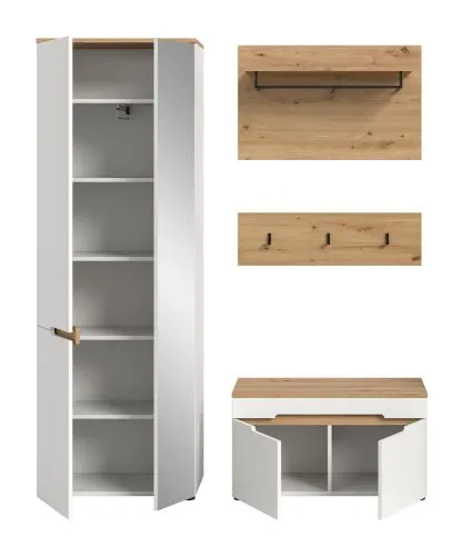 Garderoben-Set Canu | Weiß / Artisan Eiche | 3-teilig