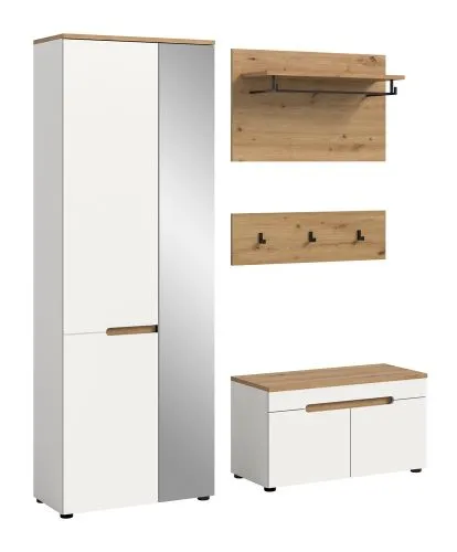 Garderoben-Set Canu | Weiß / Artisan Eiche | 3-teilig ohne Sitzkissen