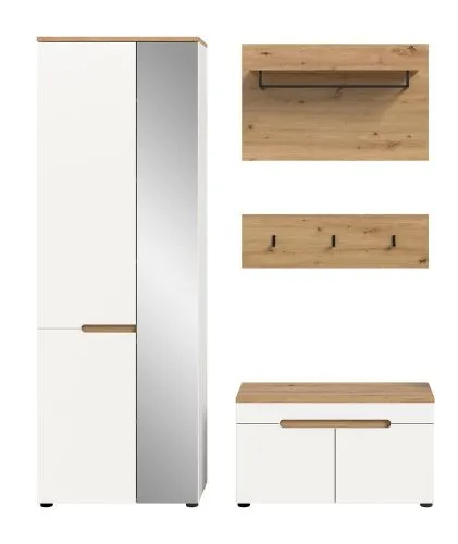 Garderoben-Set Canu | Weiß / Artisan Eiche | 3-teilig ohne Sitzkissen