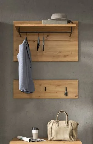 Garderoben-Set Canu | Weiß / Artisan Eiche | 4-teilig mit Sitzkissen