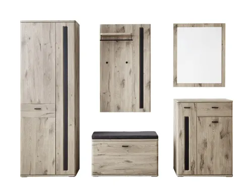 Garderoben Set Colorado | Viking Oak / Graphit schwarz ohne Sitzkissen