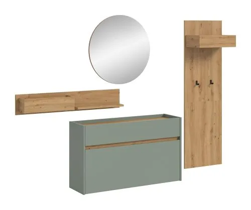 Garderoben-Set Drive 1 | Salbei / Artisan Oak | 4-teilig mit Beleuchtung