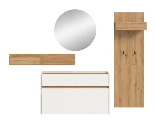 Garderoben-Set Drive 1 | weiß / Artisan Oak | 4-teilig mit Beleuchtung