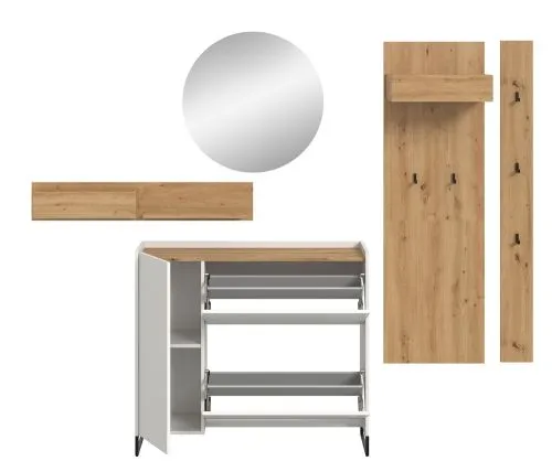 Garderoben-Set Drive 1 | weiß / Artisan Oak | 5-teilig ohne Beleuchtung