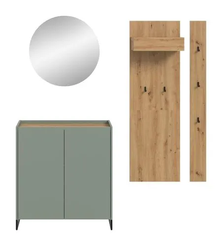 Garderoben-Set Drive 2 | Salbei / Artisan Oak | 4-teilig ohne Beleuchtung
