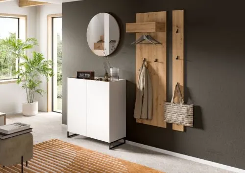 Garderoben-Set Drive 2 | weiß / Artisan Oak | 4-teilig mit Beleuchtung