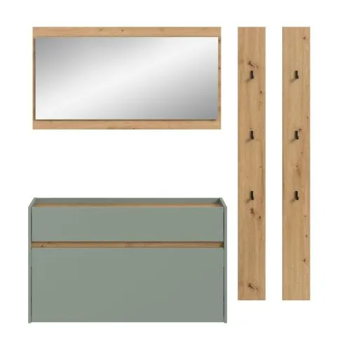 Garderoben-Set Drive 3 | Salbei / Artisan Oak | 4-teilig mit Beleuchtung