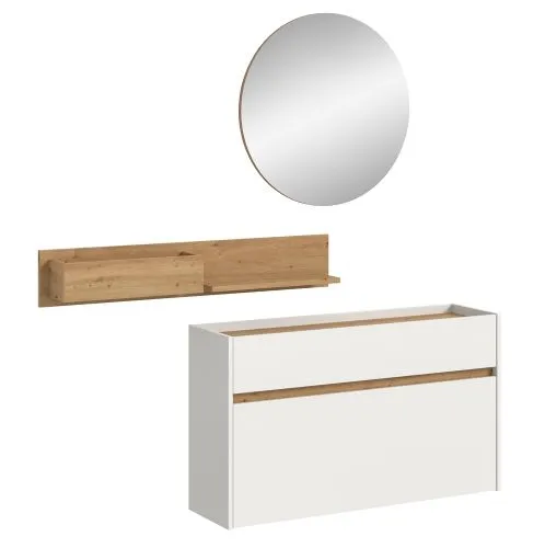 Garderoben-Set Drive 3 | weiß / Artisan Oak | 3-teilig mit Beleuchtung