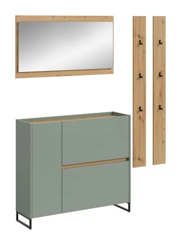 Garderoben-Set Drive 4 | Salbei / Artisan Oak | 4-teilig ohne Beleuchtung