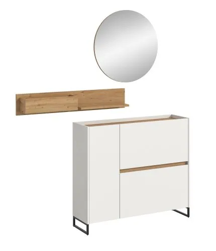 Garderoben-Set Drive 4 | weiß / Artisan Oak | 3-teilig mit Beleuchtung