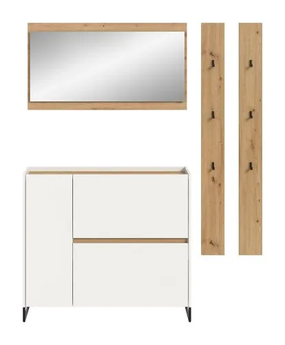 Garderoben-Set Drive 4 | weiß / Artisan Oak | 4-teilig ohne Beleuchtung