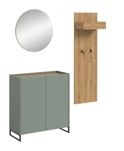 Garderoben-Set Drive | Salbei / Artisan Oak | 3-teilig mit Beleuchtung