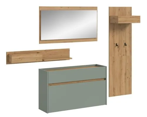 Garderoben-Set Drive | Salbei / Artisan Oak | 4-teilig mit Beleuchtung