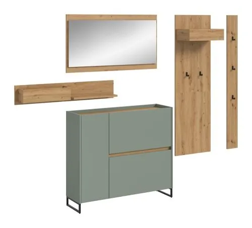 Garderoben-Set Drive | Salbei / Artisan Oak | 5-teilig ohne Beleuchtung