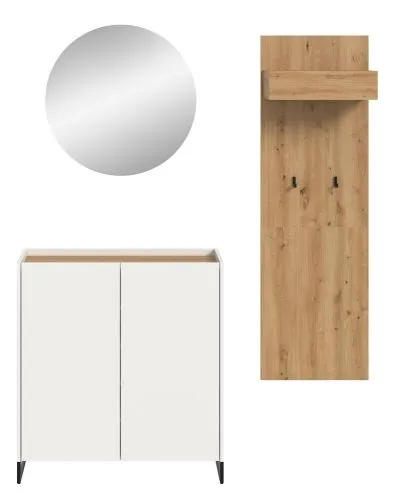 Garderoben-Set Drive | weiß / Artisan Oak | 3-teilig mit Beleuchtung