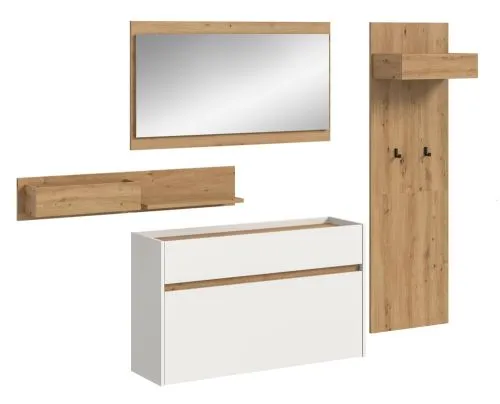 Garderoben-Set Drive | weiß / Artisan Oak | 4-teilig mit Beleuchtung