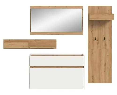 Garderoben-Set Drive | weiß / Artisan Oak | 4-teilig mit Beleuchtung