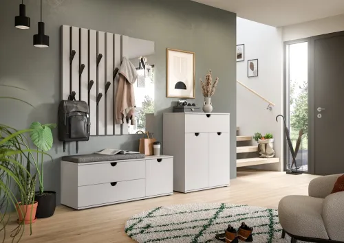 Garderoben-Set Evora | hellgrau | 3-teilig | mit Sitzkissen