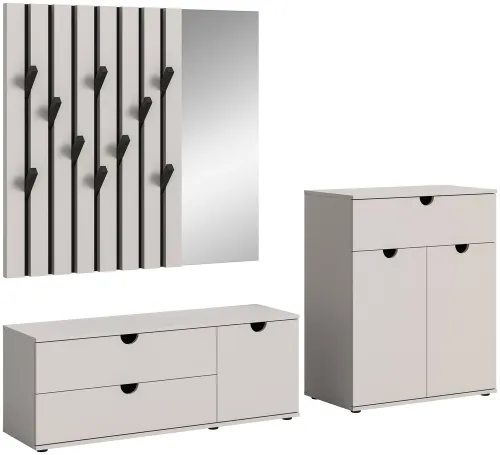 Garderoben-Set Evora | hellgrau | 3-teilig | ohne Sitzkissen