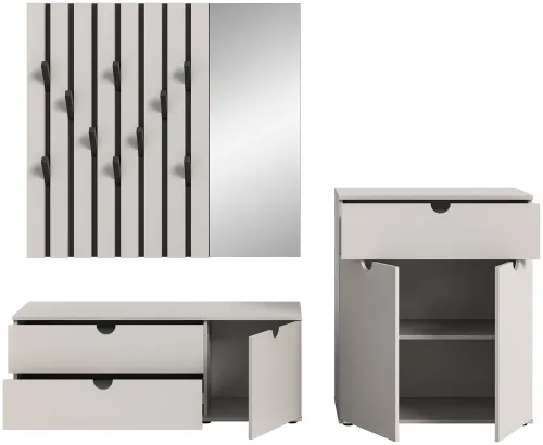 Garderoben-Set Evora | hellgrau | 3-teilig | ohne Sitzkissen