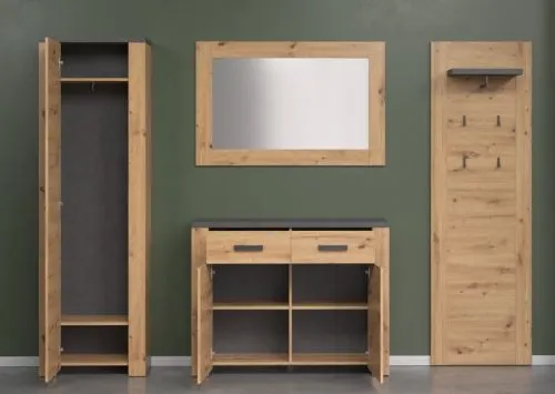 Garderoben-Set Follow | Artisan Eiche / Matera grau | 4-teilig