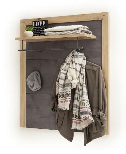 Garderoben Set Incata | Balkeneiche / Oxid grau | 5-teilig