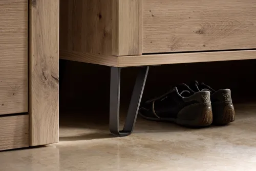 Garderoben Set Incata | Balkeneiche / Oxid grau | 5-teilig mit Sitzkissen