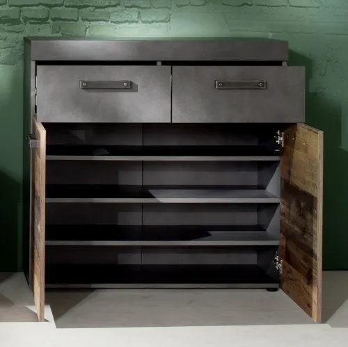 Garderoben-Set Indy | Old Used Wood / Matera grau | 3-teilig | Shabby Look