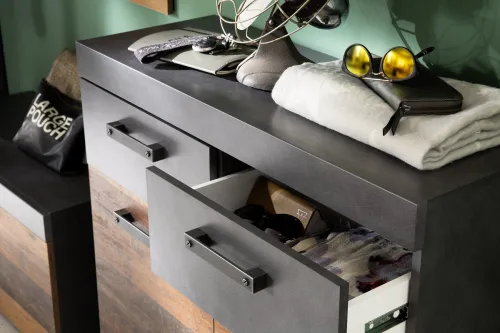 Garderoben-Set Indy | Old Used Wood / Matera grau | 4-teilig | Shabby Look