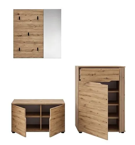 Garderoben-Set Keno 1 | Artisan Eiche | 3-teilig mit Sitzkissen